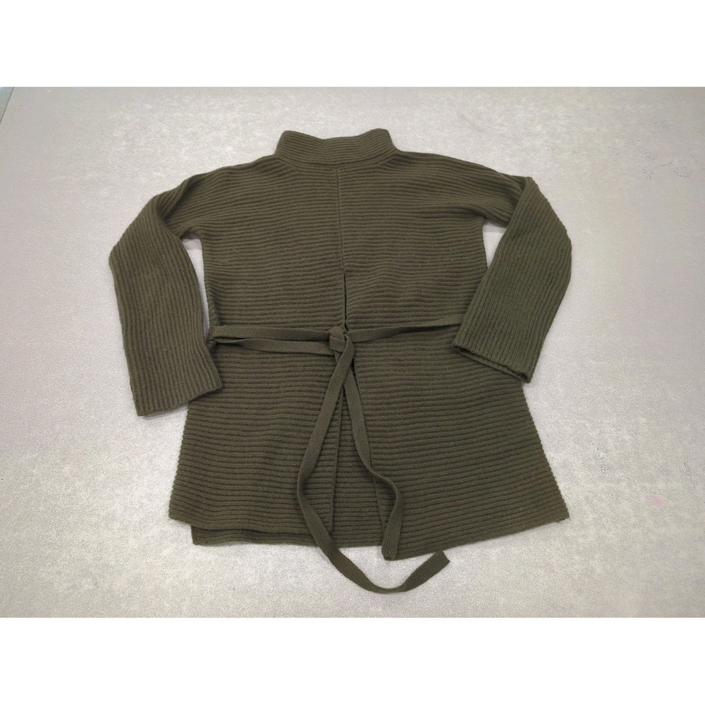 Vince Wool Cashmere Ribbed Turtleneck Sweater XS Olive Green Belted Tunic mock